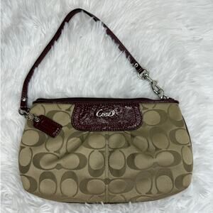 COACH y2k Brown Burgundy Signature Wristlet w/ Card Slots